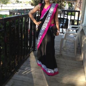Black and pink sari